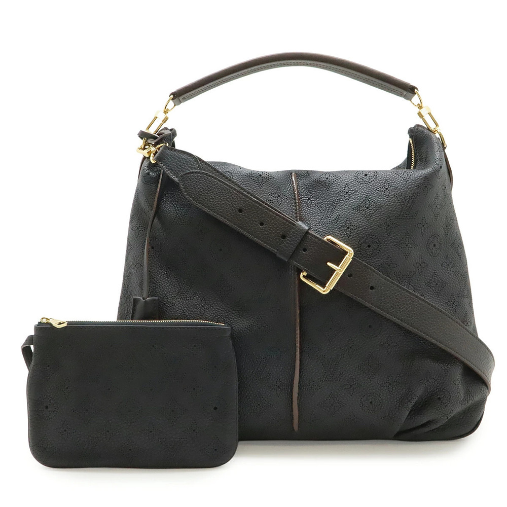LOUIS VUITTON Monogram Mahina Selene Handbag Crossbody Bag Noir Black Pouch